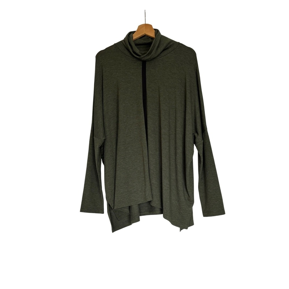 Greige Womens Green Oversized Lagenlook Turtleneck Sweater Size‎ M